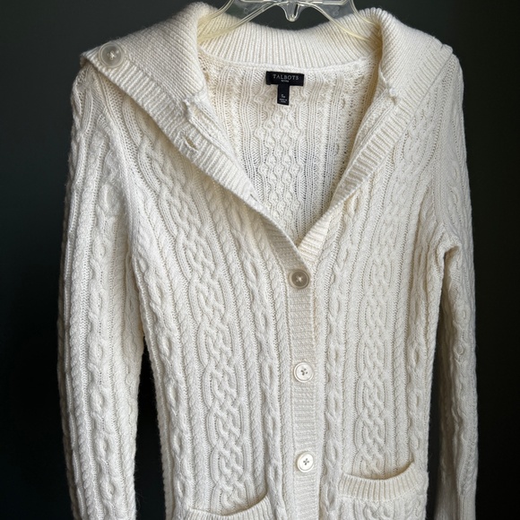 Soft Ivory Cable Knit Cardigan, Small Petite - Picture 1 of 16